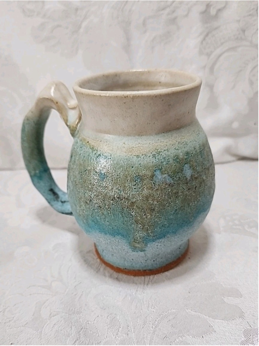 Studio Pottery Mug Turquoise Hand Thrown Signed 4 Inch Arizona - Picture 4 of 15